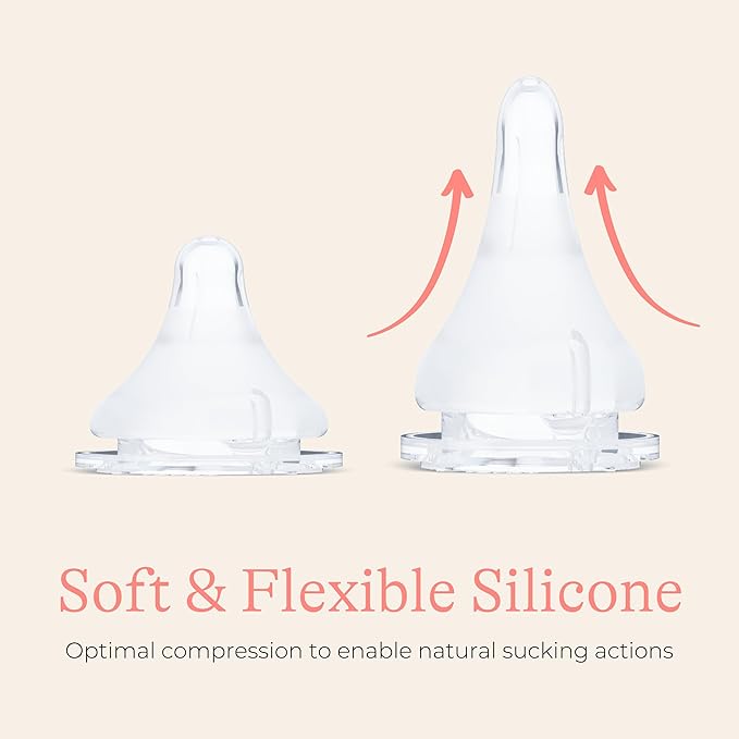 Lansinoh NaturalWave Baby Bottle Nipples, Fast Flow, Size F, 6+ Months, 4 Count – 100% Soft, Durable Silicone, Made Without BPA BPS, Anti-Colic, Supports The Baby’s Developing Mouth and Teeth