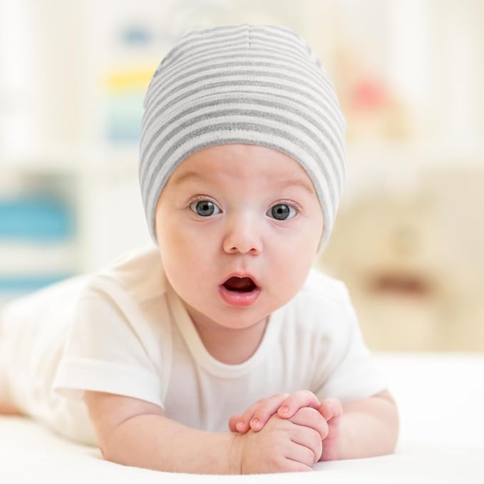 DRESHOW BQUBO 8 Pack Unisex Baby Beanie Hat Infant Toddler Kid Hats Baby Soft Cute Knit Cap Nursery Beanie