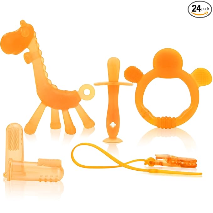 Food WAJIAYON Amber Oil Baby Teething Toys for Babies 0-6 Months,Baby Toys 6 to 12 Months,Freezer BPA Free Soft and Textured Silicone Baby Teether Relief Soothing Sore Gums Chew Infant Toys-Giraffe