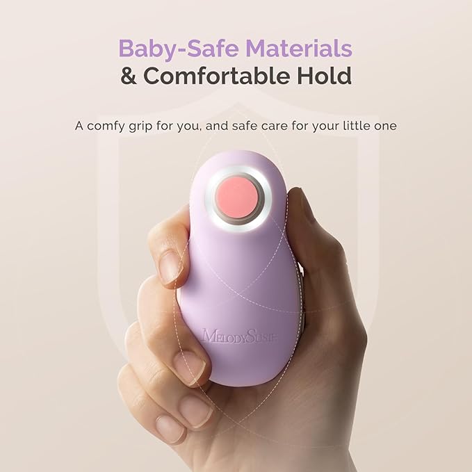 MelodySusie Baby Nail Trimmer Electric, Magnetic Rechargeable Baby Nail File with Night Light, PC20F Baby Nail Clippers Set with 6 Gentle Pads for Newborns, Infants & Toddlers, Purple