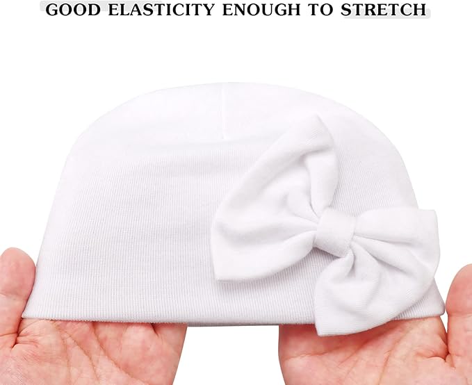 BQUBO Newborn Baby Girls Hats Mittens Set Hospital Hat Beanie Infant Bow Hats Baby Cotton Gloves for 0-6 Months