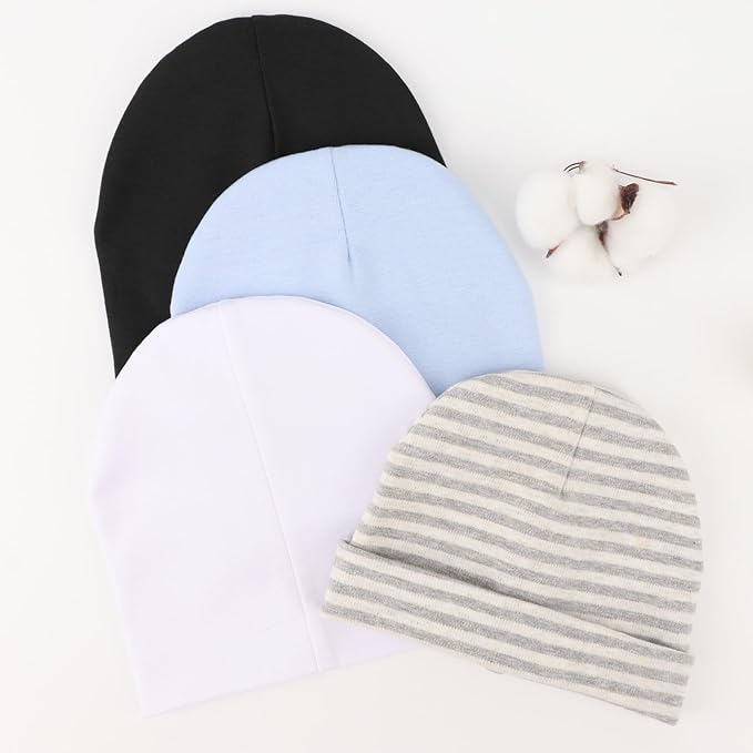 DRESHOW BQUBO 8 Pack Unisex Baby Beanie Hat Infant Toddler Kid Hats Baby Soft Cute Knit Cap Nursery Beanie