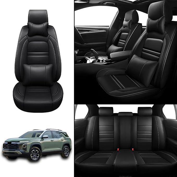 Car Seat Covers for Equinox 2005-2025 | 5-Seats Seat Covers, Waterproof Seat Protectors, Automotive Seat Covers (Full Set with Pillow,Black)