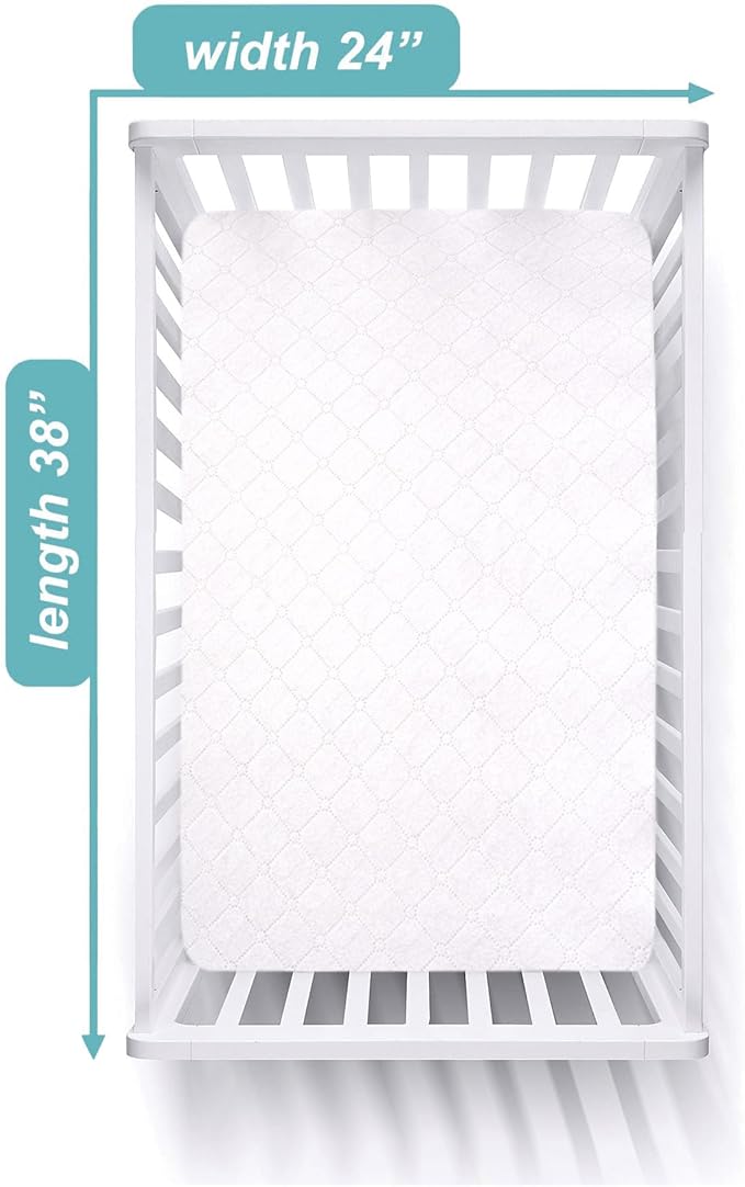 American Baby Company 2 Pack Waterproof Fitted Mini Crib Mattress Protector 38" x 24" - Quilted, Noiseless, Ultra-Soft & Breathable Pack n Play and Mini Crib Mattress Cover