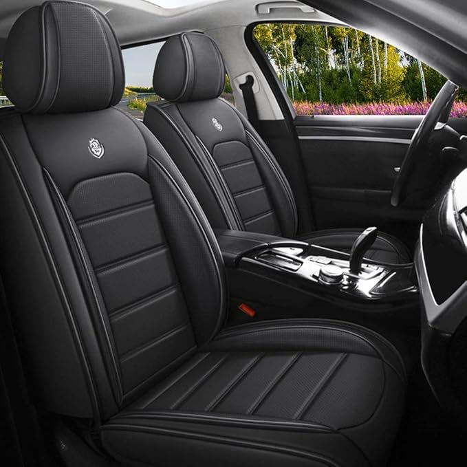 Leather Seat Cover for Ford Edge 2010-2026,Waterproof Soft Seat Covers,Interior Accessories Seat Covers Cushion Vehicle Protector Airbag Compatible(Classic Black,2PCS Front)