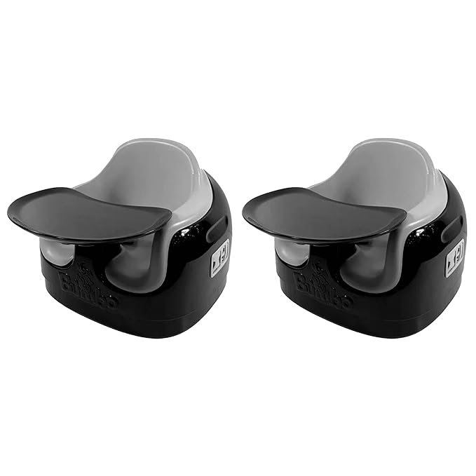 Bumbo 2 Pack 3-in-1 Multi-Seat for 6 to 36 Months, Travel Baby Feeding and Play Floor Seat, All-in-One Portable Booster with Tray & Toddler High Chair, Black/Cool Grey
