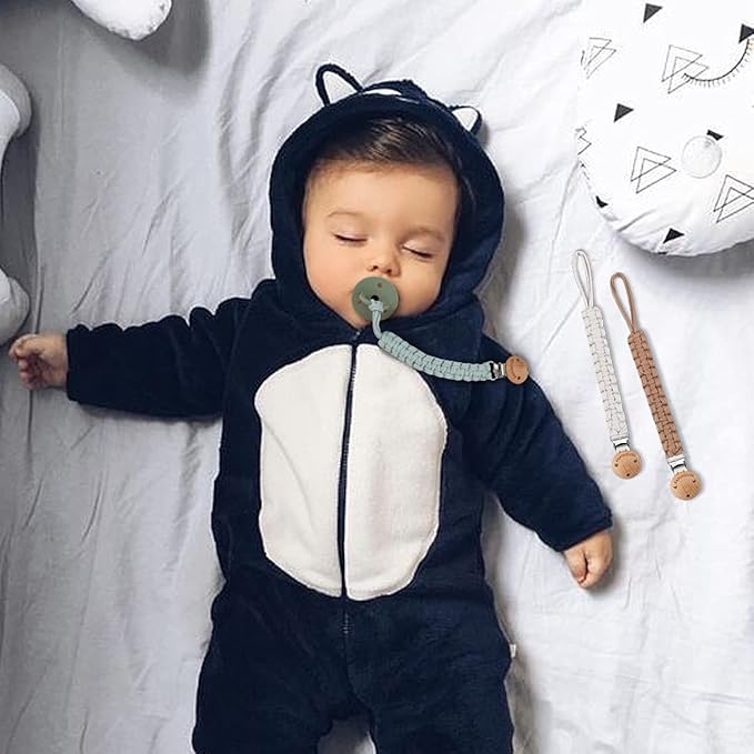 Pacifier Clip for boy 9.2 Inch Pacifier Leashes woodern Clips Teething Toy with Handmade Braided Cotton Modern Unisex Baby Shower Birthdays Christmas Set (3 Pack Boys)