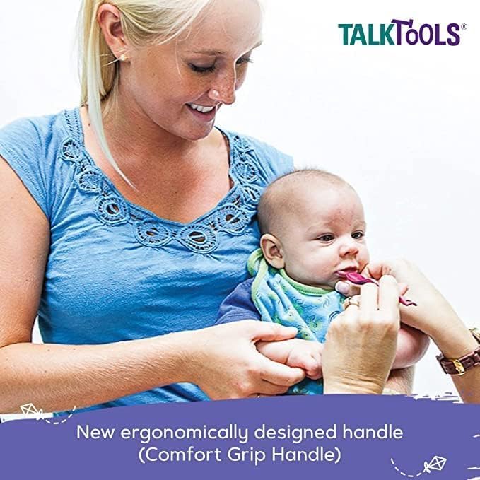 TalkTools Smooth Magenta Spoons | Provides oral awareness during feeding | Encourages lip closure | Normalize acceptance of foods with a variety of textures - 12 Pack