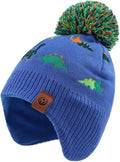 JANGANNSA Knitted Baby Hat Scarf Set Winter Warm Boys Girls Beanie Fleece Lining Toddler Kids Hats with Pompom