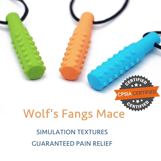 Xtra Tough (XT) Sensory Chew Necklace (3 Pack) - Sensory Oral Motor Aids Teether Toys for Autism, ADHD, Baby Nursing or Special Needs- Designed for Moderate & Aggressive Chewer