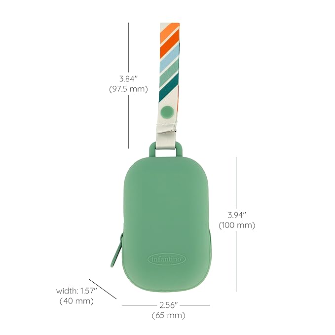 Infantino PaciPod - Premium Silicone Pacifier Holder, Attaches to Stroller or Diaper Bag, Stores up to 2 Pacifiers, Easy to Clean