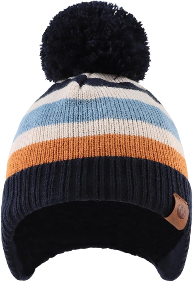 JANGANNSA Knitted Baby Hat Scarf Set Winter Warm Boys Girls Beanie Fleece Lining Toddler Kids Hats with Pompom