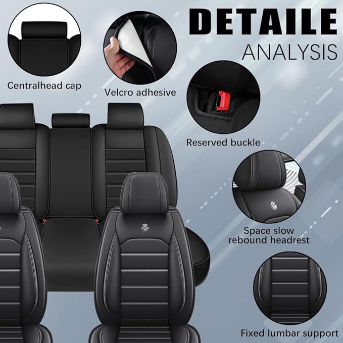 Leather Seat Cover for Ford Edge 2010-2026,Waterproof Soft Seat Covers,Interior Accessories Seat Covers Cushion Vehicle Protector Airbag Compatible(Classic Black,Full Set)