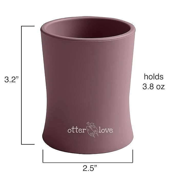 otterlove Silicone Baby & Toddler Training Cup - Pediatric OT Approved - 100% Platinum Pure LFGB Silicone - Unbreakable - Plastic Free - Tiny Cup Perfect for Baby Led Weaning (Woodchuck)
