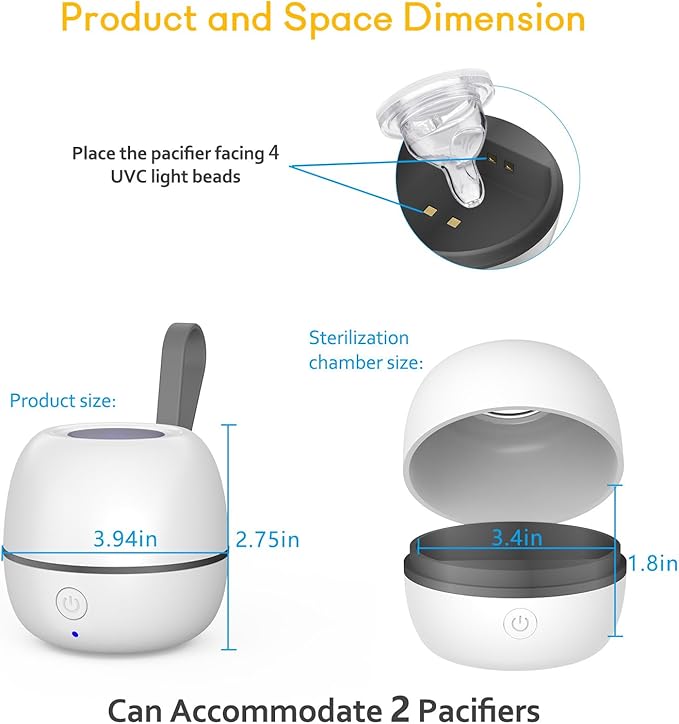 StarWin Portable Pacifier Sanitizer On The Go, Newborn Pacifier Holder, Mini Pacifier Storage Case for Travel, Keep's Baby's Binkies Clean (Carry-On 4-Inch)