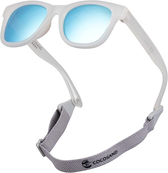 COCOSAND Flexible Baby Sunglasses with Strap Polarized UV Protection for Toddler Infant Newborn Boy Girl Age 0-24 Months
