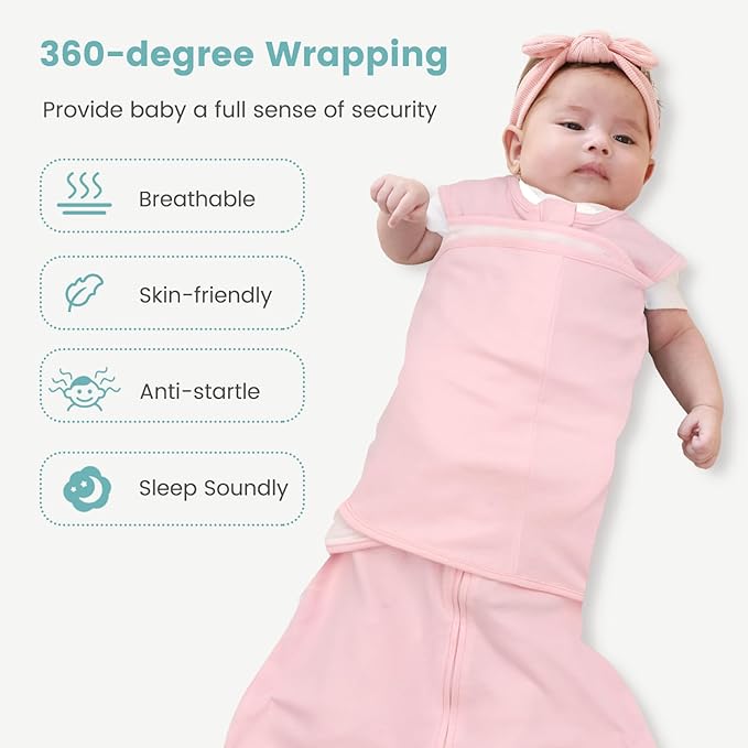 LILBESTIE Baby Swaddle Sleep Sack, 1.0 Tog New-Parent-Friendly Swaddle for Newborns & infant 6-12 Months Baby Wearable Blanket Reduce Startle Reflex, Newborn Boys Girls Registry Essentials