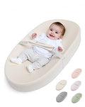 COMOMY Baby Changing Pad with Wipeable & Waterproof PU Cover, Contoured Diaper Changing Pad for Dresser with Non-Slip Safety Belt, Portable and Lightweight, Large Cushioned Foam, Beige