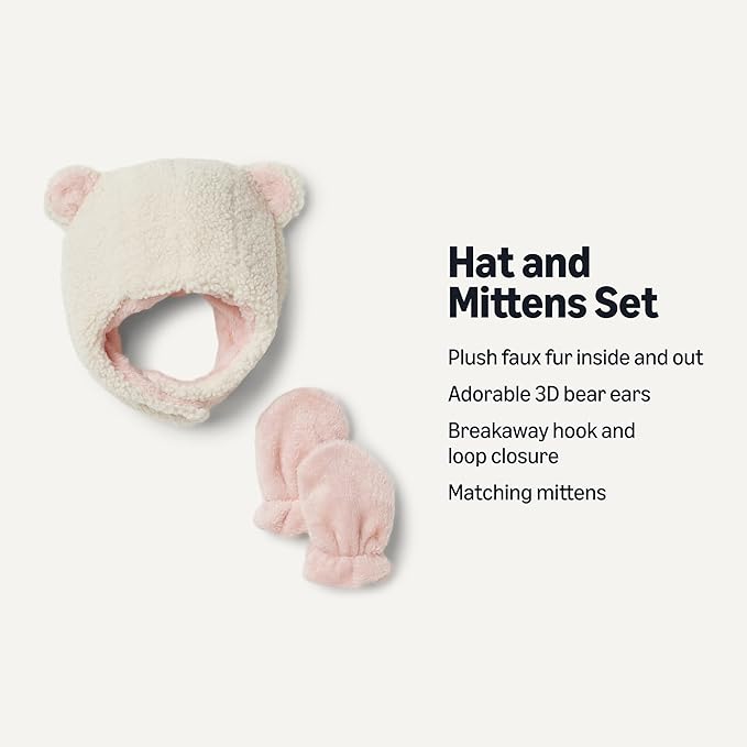 Amazon Essentials x Sofia Grainge Unisex Babies' Hat and Mittens Set