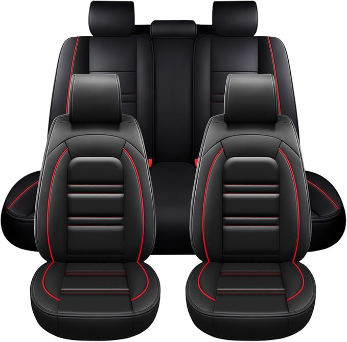Seat Covers for Lexus Car rx300 1999-2003 | 5-Seats Leather Seat Covers, Easy to Install Automotive Seat Covers Full Set (Full Set, Black&Red Line)