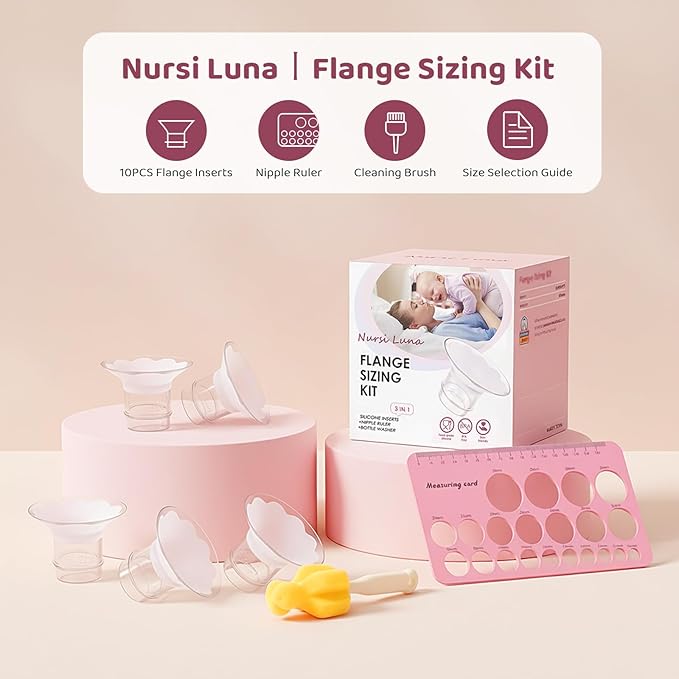 Flange Sizing Kit 3 in 1 with 10PCS Flange Inserts 13/15/17/19/21mm, Silicone Flanges Insert Kit for 24mm Flange/Shield, Pumping Essentials Kit for Moms