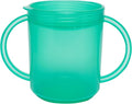 TalkTools Recessed Lid Cup with Handles - Leak Proof | Promotes Oral Motor Skills, Lip Closure, and Self Feeding | Alternative to Sippy Bottle | Food Grade Materials | Dishwasher Safe (Green)
