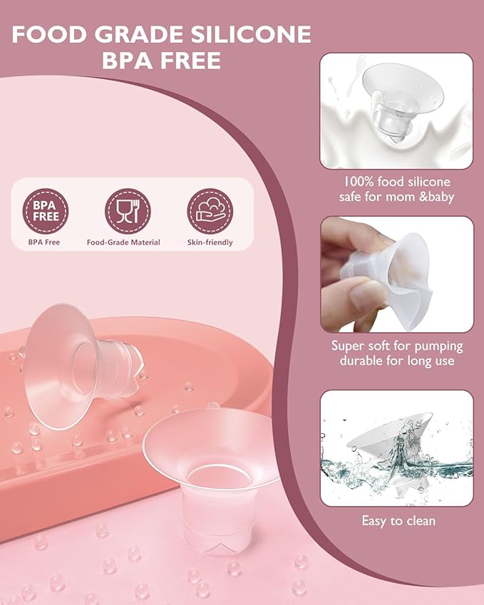 Upgraded Flange Inserts 15mm for 24mm Flange/Shield of Most Pumps Compatible with Momcozy/Medela/Spectra/eufy/Elvie/Lansinoh/TSRETE/Paru Breast Pump, Reduce 24mm Nipple Tunnel Down to 15mm, 4PCS