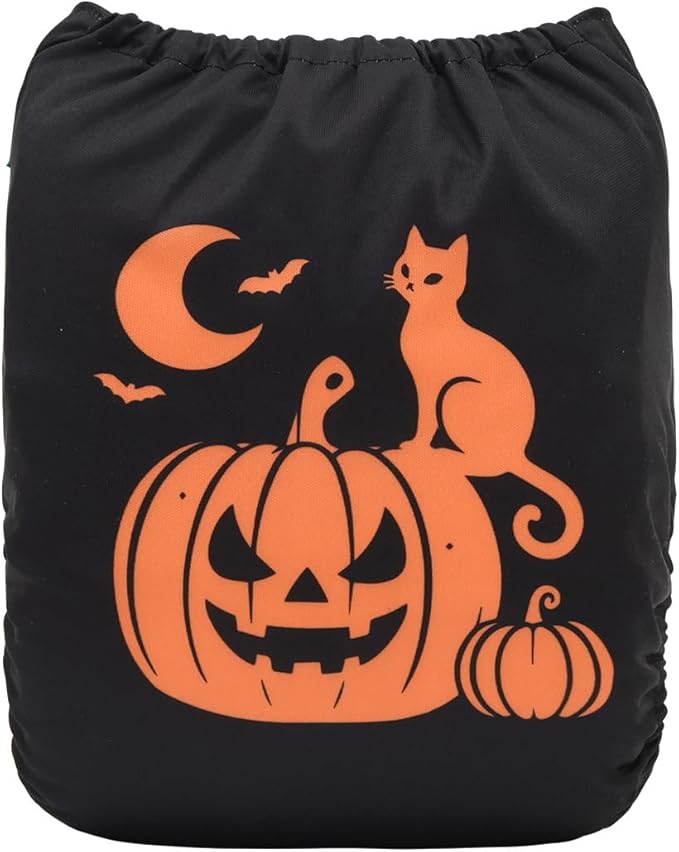 ALVABABY Halloween Baby Cloth Diapers One Size Adjustable Washable Reusable for Baby Girls and Boys 1 Pack with 2 Inserts AMD135-2TA