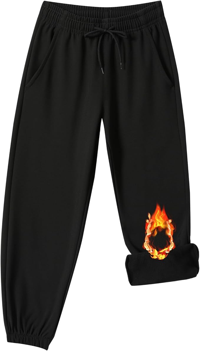 Toddler Fleece Lined Warm Joggers for Baby Boys Girls Thermal Winter Sweatpants Kids Hiking Pants
