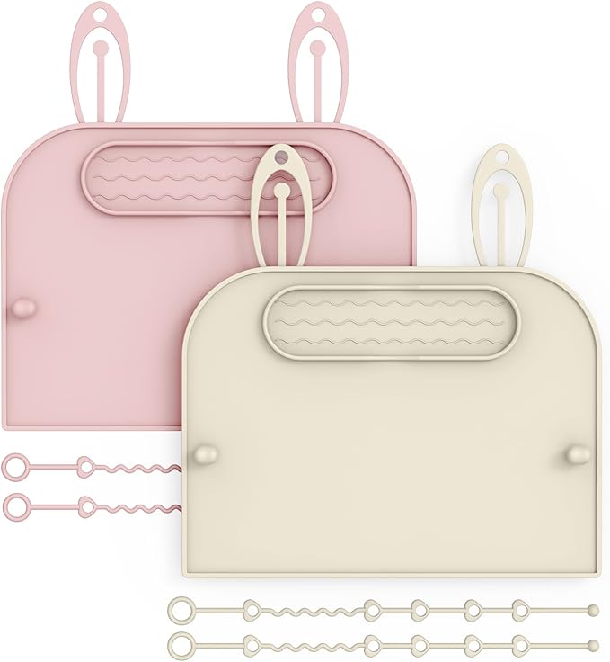 2Pack Silicone Placemats for Baby&Kid, Stain-Proof Non-Slip Baby Place Mat for Restaurant Highchair& Home Dining, Baby-led Food mats for Travel, Portable Toddler Table mat-Waterproof&Dishwasher Safe