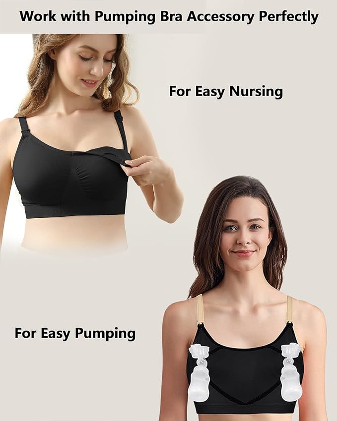 iloveSIA Nursing Bras for Mom Breastfeeding, Seamless Supportive Sleep Bra for Maternity Postpartum S-2XL 3Pack
