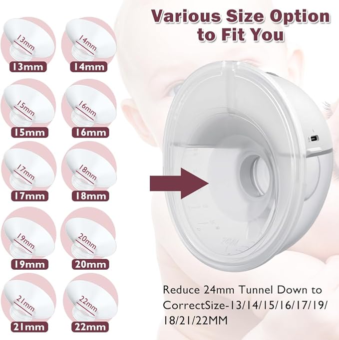 Flange Insert 22mm 6pcs Compatible with Momcozy M5/M9/M6/S12 Pro/V1 Pro/V2 Pro,for Spectra/Medela/MomMed/eufy/Lansinoh/Elvie Breast Pump, Fit for 24mm Flange/Shield of Most Pumps (6PC-22mm)
