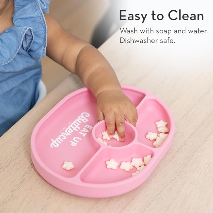 Bella Tunno Suction Plate for Babies & Toddlers, Self-Feeding Dish for Baby Led Weaning, Silicone Divided Plate, Sticks to Highchair Trays & Tables, Microwave & Dishwasher Safe, Give Peas a Chance