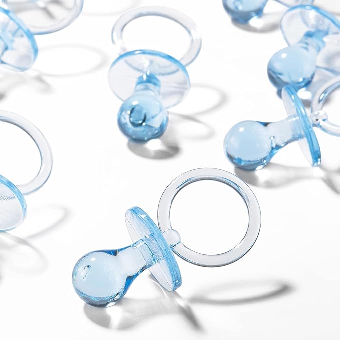 72 Pcs Baby Shower Pacifiers, 2.75’’ Plastic Pacifiers for Baby Shower Game, Baby Shower Decoration DIY, Gender Reveal Party Table Scatter/Baby Shower Party Favors, Blue Pacifiers for Baby Shower