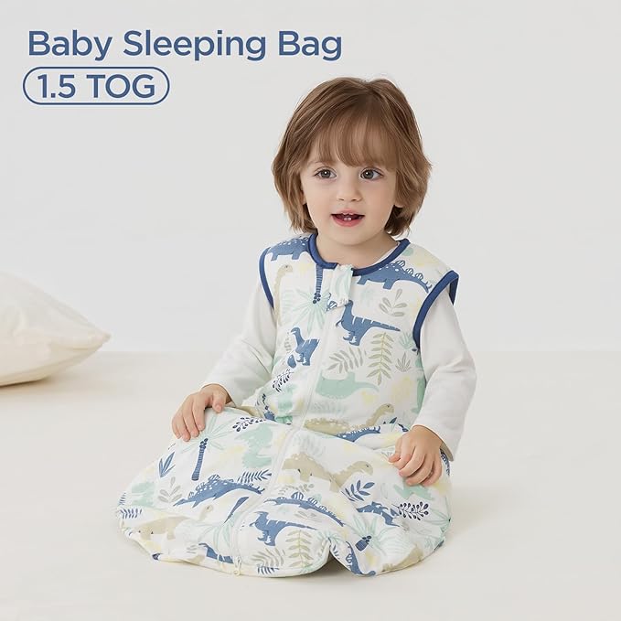Duomiaomiao 1.5 TOG Baby Sleep Sack 100% Cotton Four Season Baby Wearable Blanket, Breathable Comfy Toddler Sleeping Bag