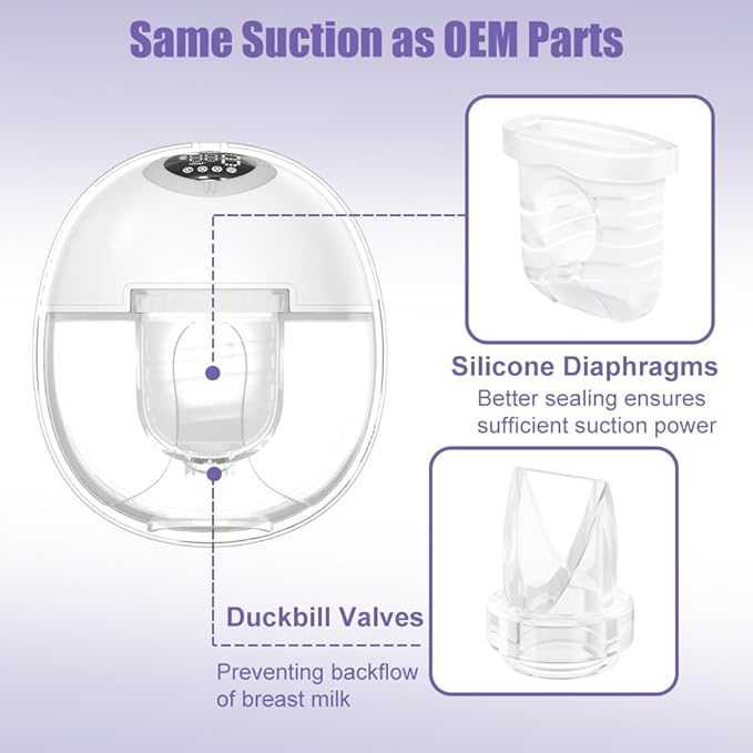 8pcs Duckbill Valves and 4pcs Silicone Diaphragms Compatible with Lansinoh Discreet Duo, eufy E10 S1 S1 Pro,NCVI Nuliie NICEGREEN Life S32 Breast Pump Replacement Parts, S32 Breast Pump Accessories