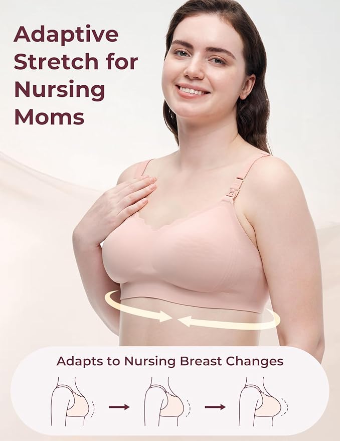 Momcozy 4-in-1 Pumping Bra Hands Free for All-Day Wear, Breast Pump Bra with Cooling Fabric Jelly Strip Support Nursing Bra