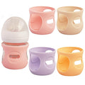 4 Pack Silicone Sleeves for Avent Natural Glass Baby Bottles, Anti Breakage Bottle Holder, Compatible with Philips Avent Glass Natural Baby Bottles (Apricot+Pink+Purple+Orange, 4 OZ)