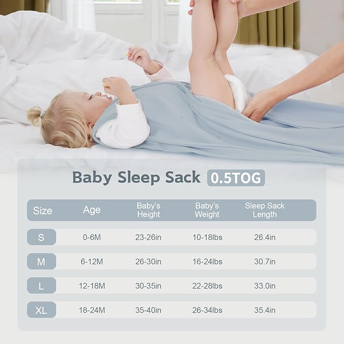 Baby Sleep Sack 0-6 Months,100% Cotton TOG 0.5 Wearable Blanket for Newborn and Infant, 3 Pack 2-Way Zipper Lightweight Sleeping Bags for Toddler