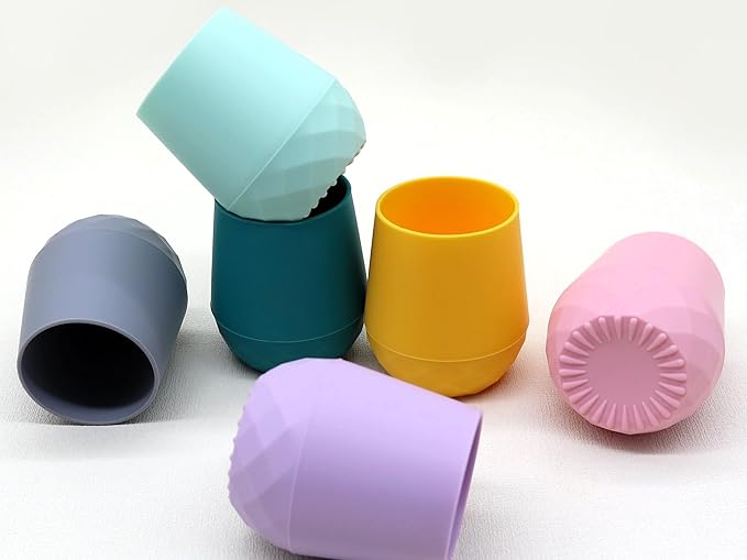 2 Pack Tiny Cup for 4+ Months | Silicone Baby Cups 6-12 Months, Infant Training Open Cup for Baby Led Weaning Supplies, 2oz (Aquamarine)