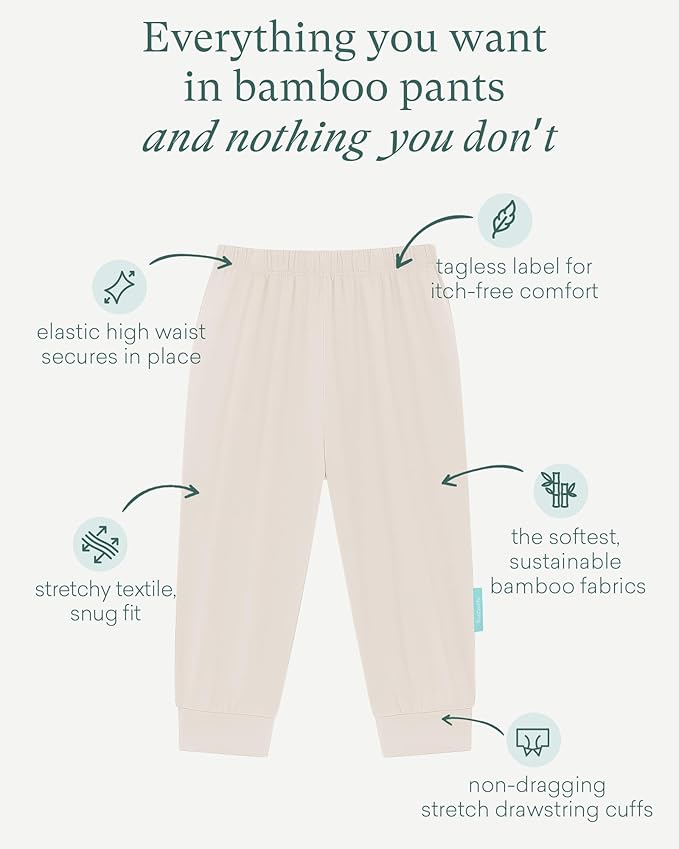 PurComfy Supersoft Baby Pants, 2-Pack Premium Bamboo Viscose Jogger Pants, Elastic Waist, Unisex 0-24 Months