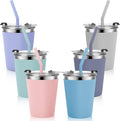 Kids Cups with Straws and Lids Leak Proof, 12oz Sippy Cups for Toddlers 1-3, Spill Proof Cup Stainless Steel Kids Cups with Lids for Home School, Outdoor, 6 Pack