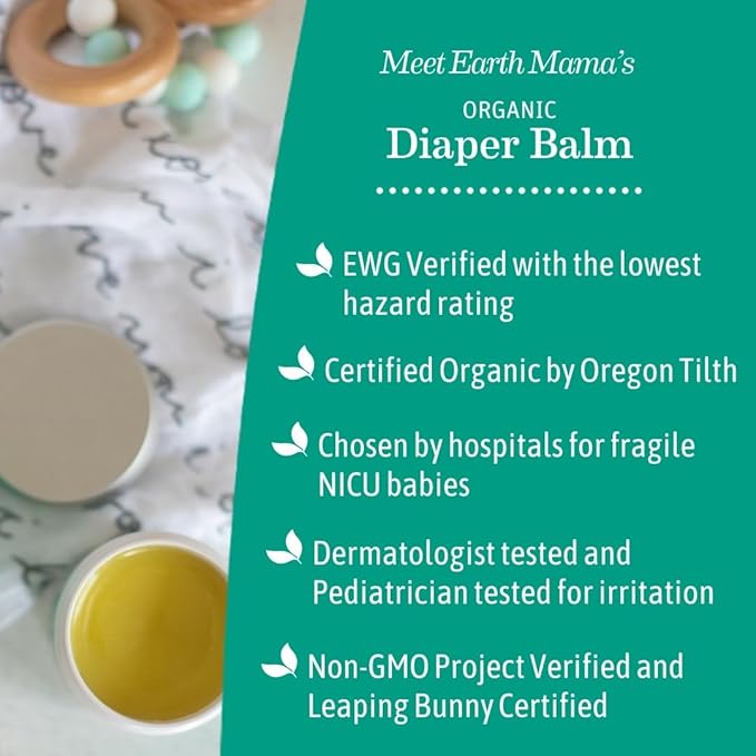 Earth Mama Organic Diaper Balm 2-Ounce | Diaper Cream for Baby | EWG Verified, Petroleum & Artificial Fragrance-Free with Calendula for Sensitive Skin (6-Pack)