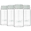 COMI Natural Glass Baby Bottle,Standard Neck Breastmilk Storage Bottle for Fridge,Breast Milk Container,Breast Pump Bottle Compatible with Medela Breast Pump,BPA Free,4PCS (5oz,4 Gray Lids)