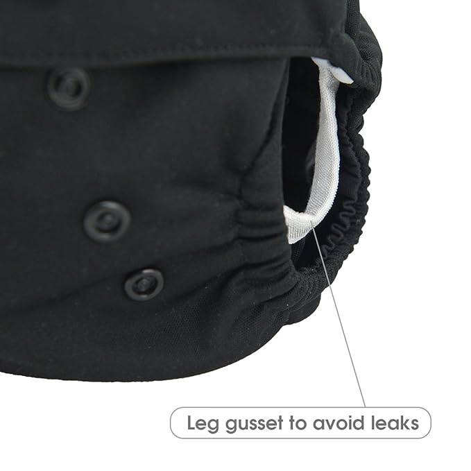 Babygoal Cloth Diaper Covers 6 Pack+Wet Bag for Fitted Diapers and Prefolds with Double Gussets, Adjustable and Reusable for Baby Boys 6DCF08