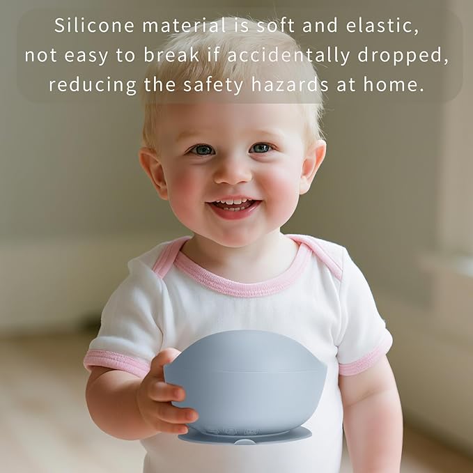 Silicone Baby Feeding Set, Baby Bowls, Baby Spoons and Baby Forks Can Fit in the Dishwasher and Microwave with Baby Feeding Supplies (B-2)