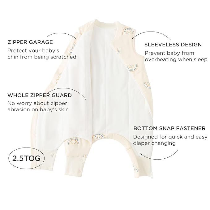 Duomiaomiao 2.5 TOG Toddler Sleep Sack 36-48 Months 100% Cotton Winter Side Open Zipper Baby Sleep Sack with Feet, Warm Toddler Wearable Blanket