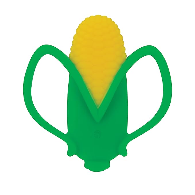 Nuby Veggie Teether for Teething Relief - Soft Baby Teething Toy - 3+ Months - Corn