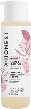 The Honest Company 2-in-1 Cleansing Shampoo + Body Wash | Gentle for Baby | Naturally Derived, Tear-free, Hypoallergenic | Sweet Almond Nourish, 18 fl oz
