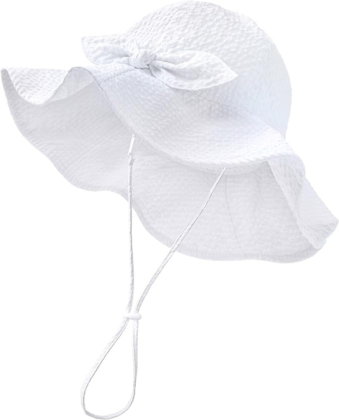 HONGTEYA Baby Sun Hat Toddler Girl Beach Hat Adjustable Outdoor Summer Hat UPF 50+ Sun Protection Wide Brim Infant Kids
